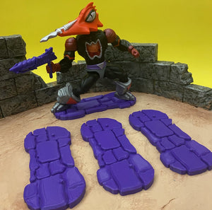 NEW! Rock Base Stands! In 80's Toy Green and Toy Purple! Double Peg, EXTENDED width (2 pack)